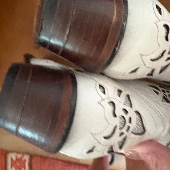 El Corral Western White Leather Bling Inlay boots - SZ 25.5 = 8.5 - Picture 13 of 17